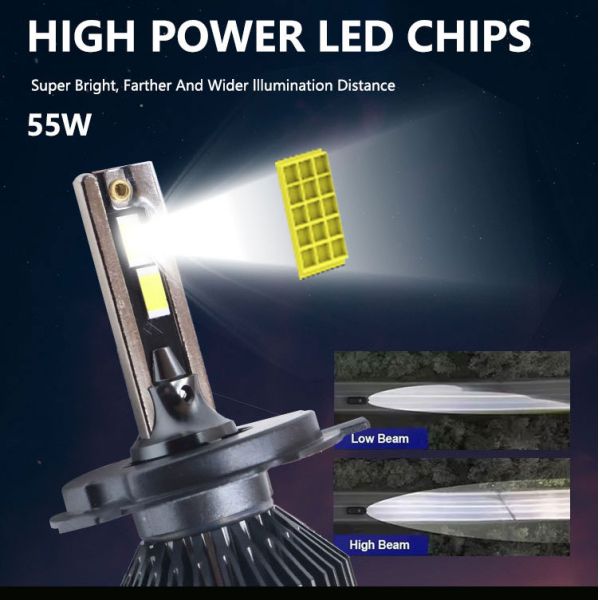 New Auto Lighting Systems 110W 6500K H4 LED Headlight Bulb 6500LM Universal Fitment