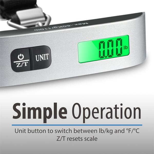 110lb/50kg Electronic Luggage Hanging Suitcase Travel Weighs Baggage Bag Weight Balance Tool Portable Digital LCD Display Scale