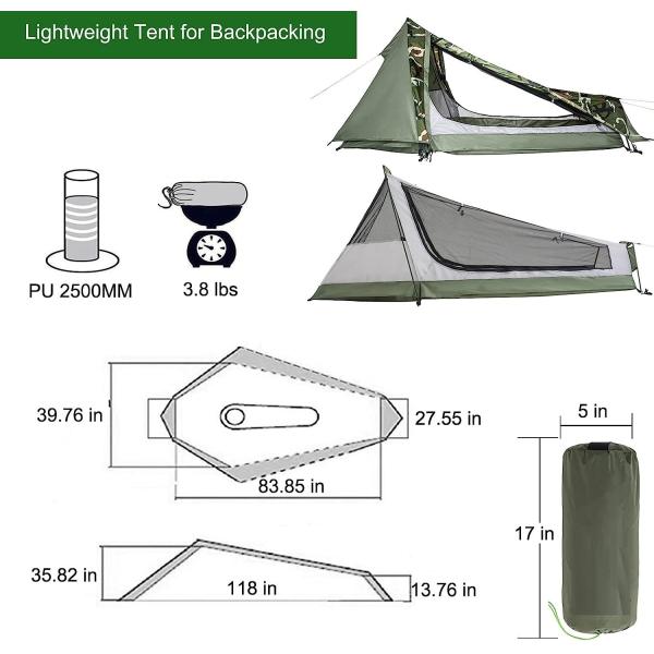 Ultralight Camping Tent, Ultralight Single Person Bivy Tent for Camp Waterproof 1 Man Tent Camping Hiking Backpack