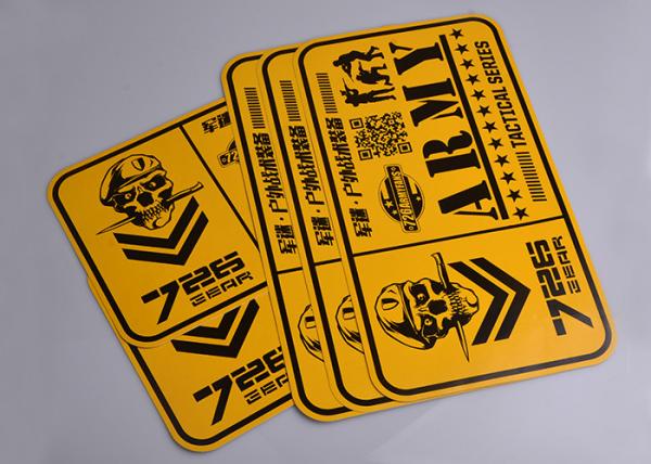 Print yellow and black color outdoor UV resistant army tactical series advertising stickers decals custom
