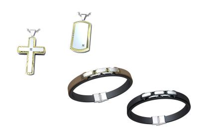 Religion Men Stainless Steel Jewelry Set Plated Cross Necklace Bracelet Ring Set