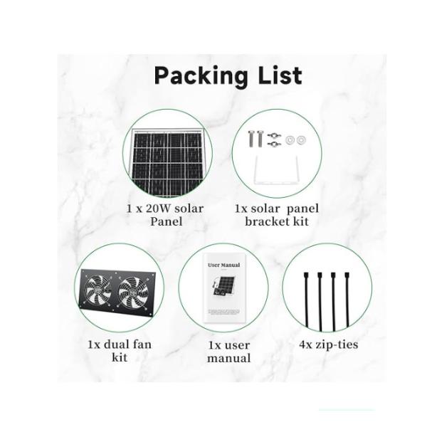 FTB20 Наружные солнечные панели Kit Powered выхлопный вентилятор для куриного купе IP65 водонепроницаемый