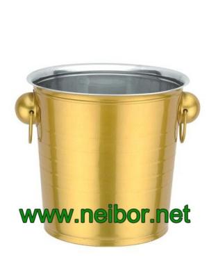 Gold color stainless steel ice bucket 7L metal beer bucket beer tub beverage cooler