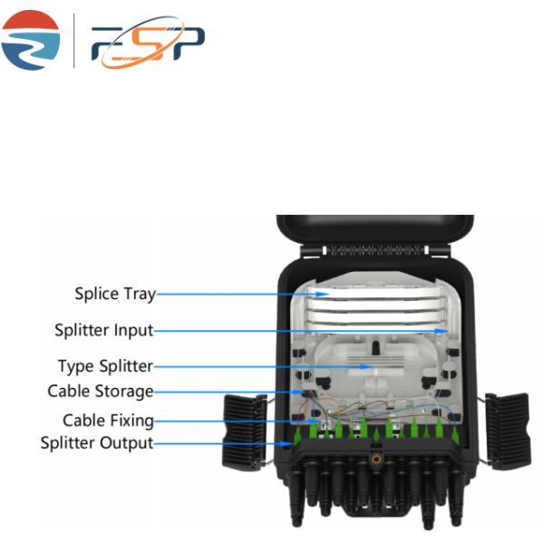 Наружная FTTH оптоволоконная разделительная коробка для 48 способностей сцепления и 3 главных кабельных порта