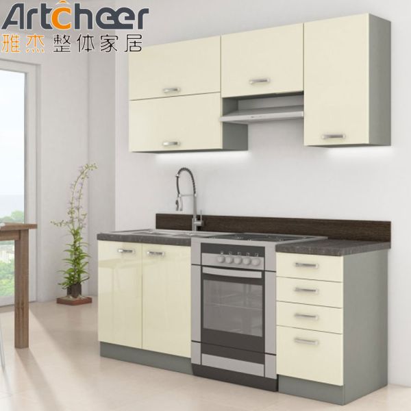 Wall Mounted Modular Kitchen Cabinet with Durable Laminate and Resin Countertop for Small Spaces