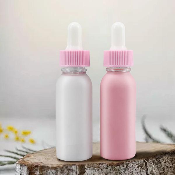 Customize Logo 30ml 1oz Plastic Pink White PET Perfume Dropper Essential Oil Plastic Bottle