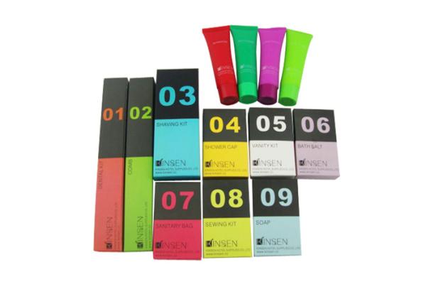 Easy Carry Luxury Hotel Bathroom Amenities With Colorful Paper Box Packing