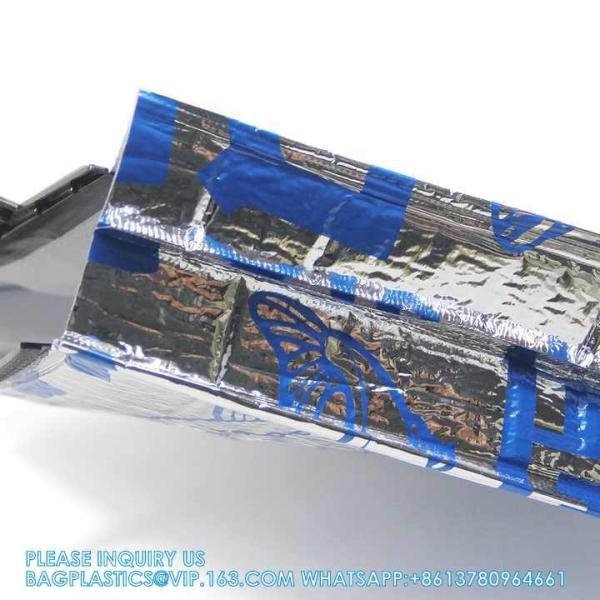 Wholesale Plastic Handle Picnic Insulated Lunch Cooler Bags Pizza Salmon Fruit Groceries Aluminum Foil Cooler Bag