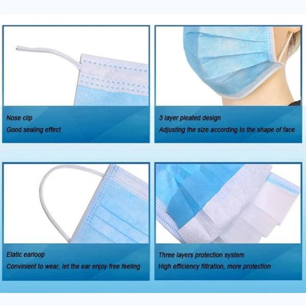 Surgical Disposal Protective Masks Against Viruses Three Ply Face Mask