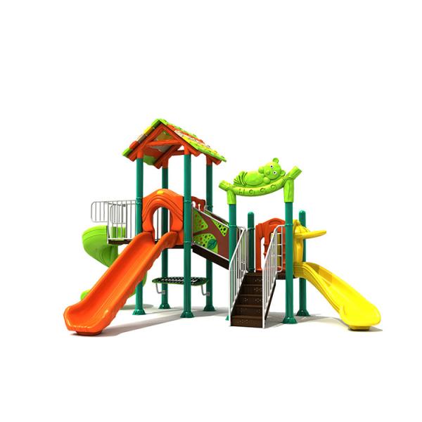 Jardín de juegos de plástico de combinación tobogán equipo de parque de atracciones juguetes al aire libre niños
