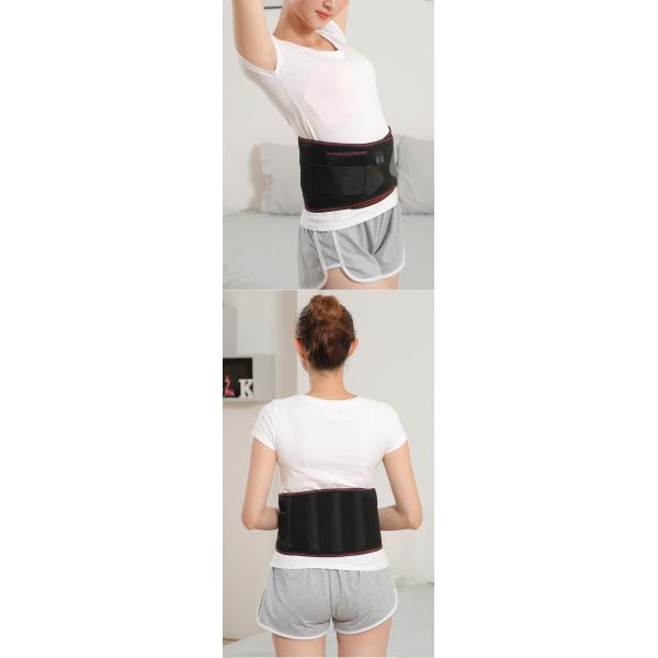 Infrared Physiotherapy Adjustable Hot Compress Lumbar Massage Lower Back Brace Belt for Pain Relief and Support in Blac