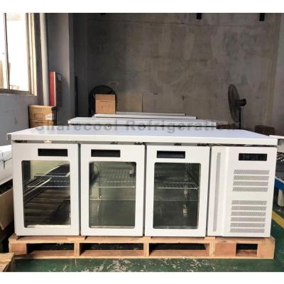 Three Glass Door Stainless Steel Undercounter Refrigerator Fan Cooling With LED