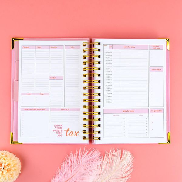 Wholesale A5 Black Spiral Weekly Manifestation Goal Journal Planner and Agenda Notebook With Gift Box