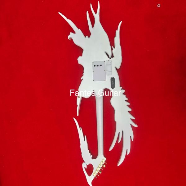 Custom Handcarved Angel Electric Guitar in White with LED Light, ONLY ONE IN STOCK