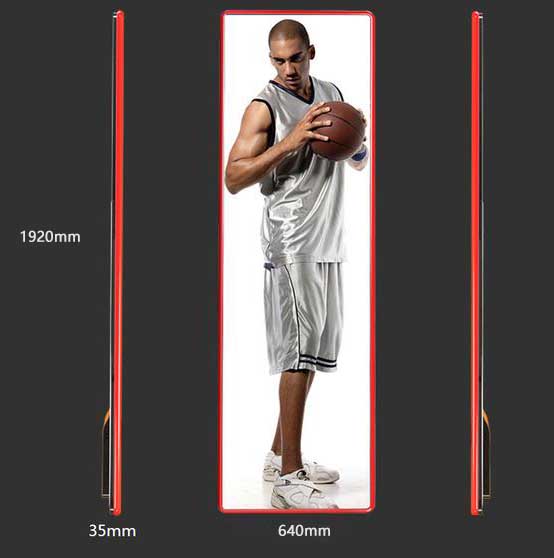 Free Standing Indoor LED Poster Portable Wide Viewing Angle Mirror Screen IP40