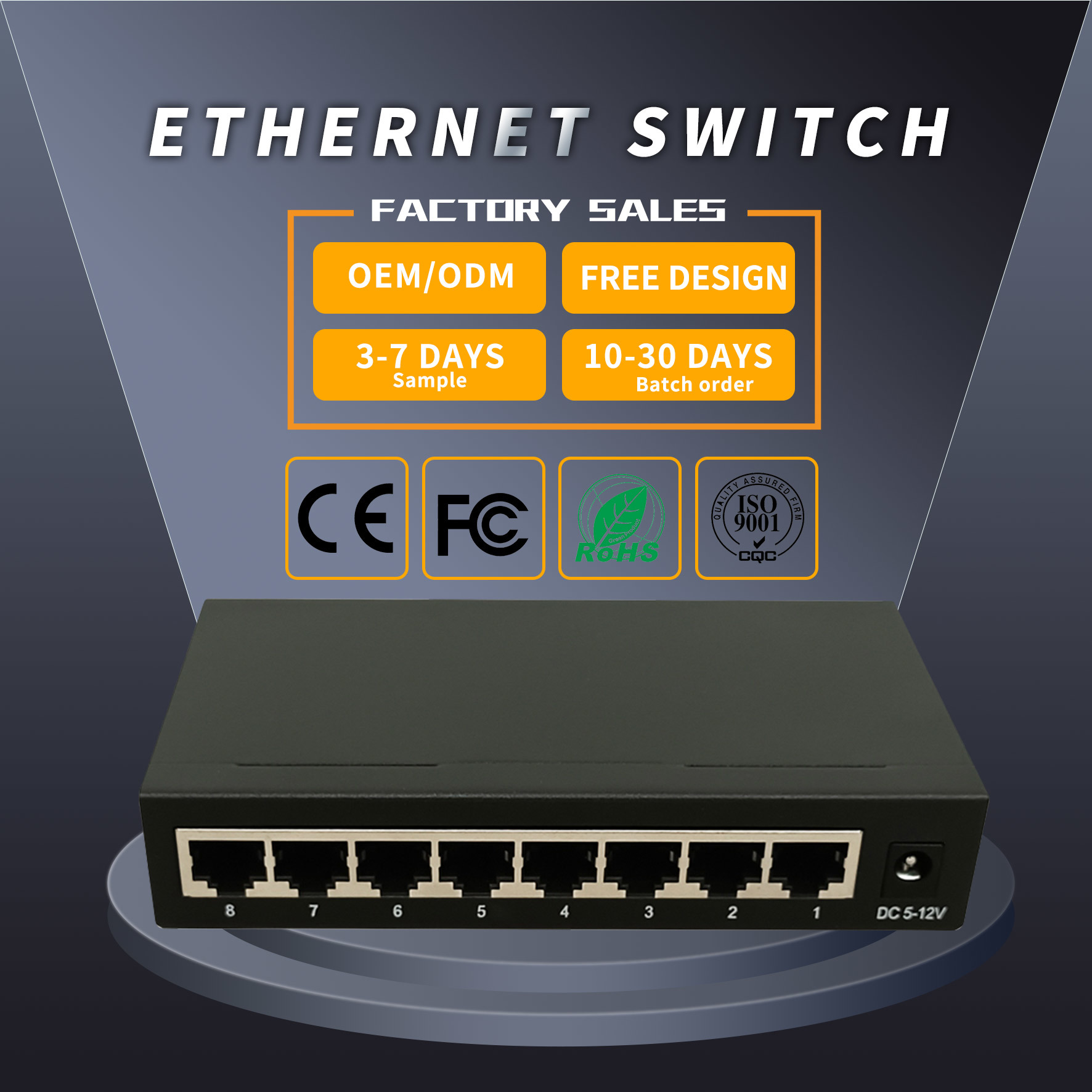 8-Port Gigabit Ethernet Switch Unmanaged Desktop Network Switch Metal Housing Plug & Play TBC-S5008E