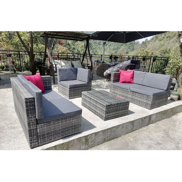 Furniture Wholesaler Outdoor Living Seating Sectional Poly Rattan Wicker Garden Sofa Storage Conversation Patio Corner Set