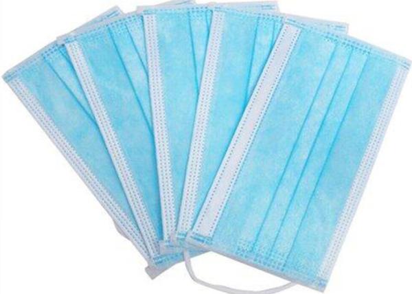 Non Irritating 3 Ply Disposable Face Mask , Hypoallergenic Disposable Blue Mask