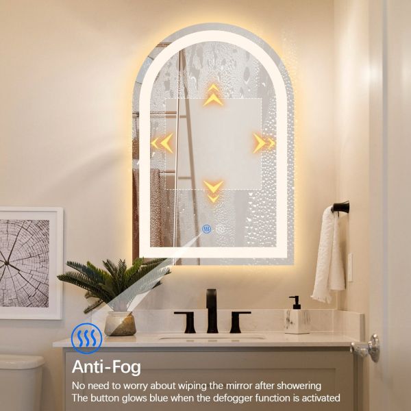 LED Light Backlit Arch Bathroom Mirror , Asymmetrical LED Bathroom Mirror
