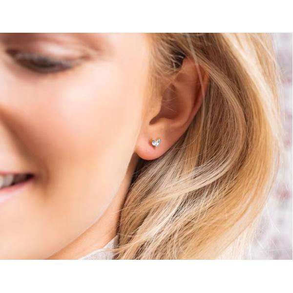 925 Sterling Silver Jewelry en gros Minimaliste Petit 925 Sterling Silver Zircon Stud Boucles d'oreilles ornées Boucles d'oreilles pour femmes