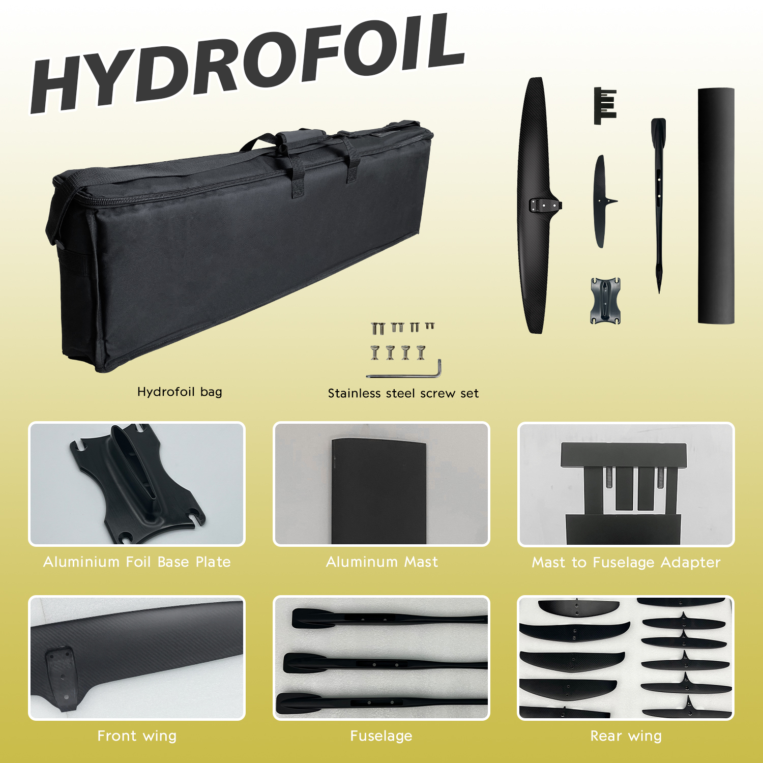 OEM ODM Wingfoil Kitesurf Wing Wind Efoil Sup Hydrofoil Inflatable PVC Surfboard Three-Piece Foil Set For Surfing