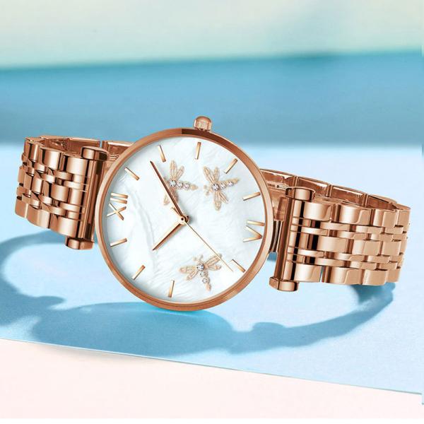 85g Women'S	Stainless Steel Quartz Wrist Watch 3bar Waterproof