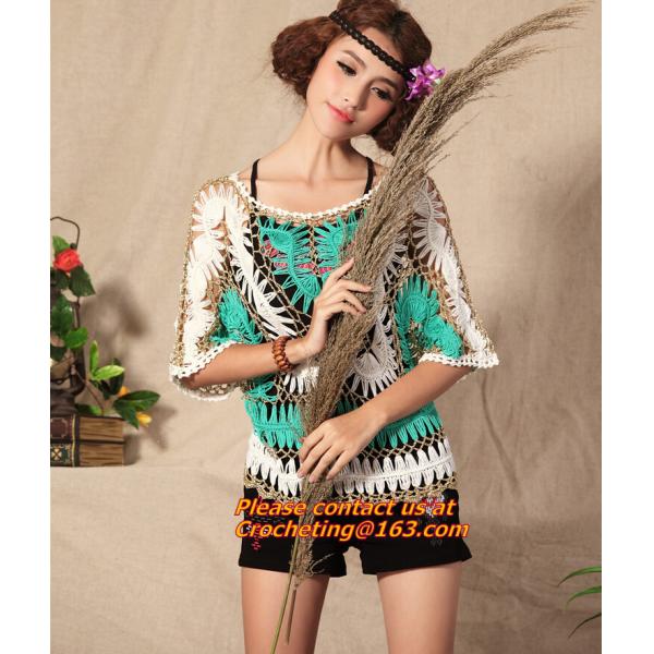 summer new sweet candy color women loose Crochet knitted blouse wears batwing hollow pullo