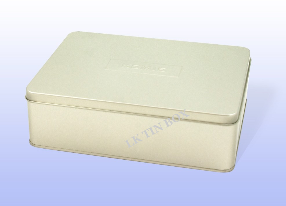 Rectangular big Printed Metal Cookie Biscuit Tin Box With Hinged Lid