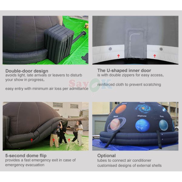 Portable Inflatable Planetarium Dome with 100% Blackout Flame-Retardant Fabric for 360° Projection