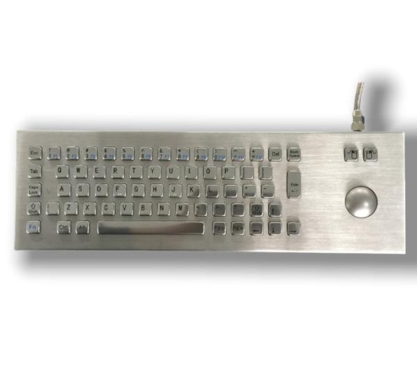 Desktop Industrial Stainless Steel Keyboard With Trackball IP65