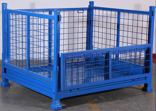 Heavy Duty Wire Mesh Stackable Pallet Cages 4 Way Forklift Access