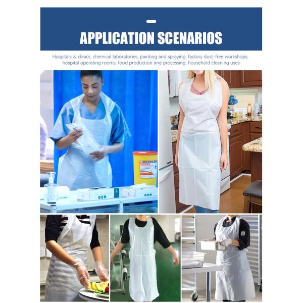 Hubei Haixin Disposable Blue and White PE Apron Waterproof LDPE Material Kitchen Sleeveless Plain Style for Cleaning Wholesale