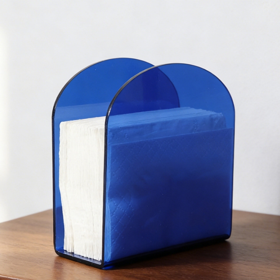Blue U Shape Acrylic Napkin Holder Tabletop For Tissue Paper