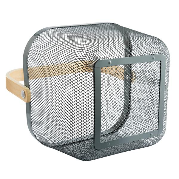 Household 5L White Wire Storage Basket With Wooden Handle 5KG Load