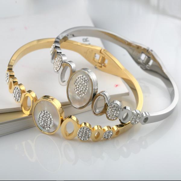 Diamond Bracelet Jewelry Fashion Cuff Bangle,oblong Shell Stainless Steel Bangle, Elliptocytosis Shell Bracelet