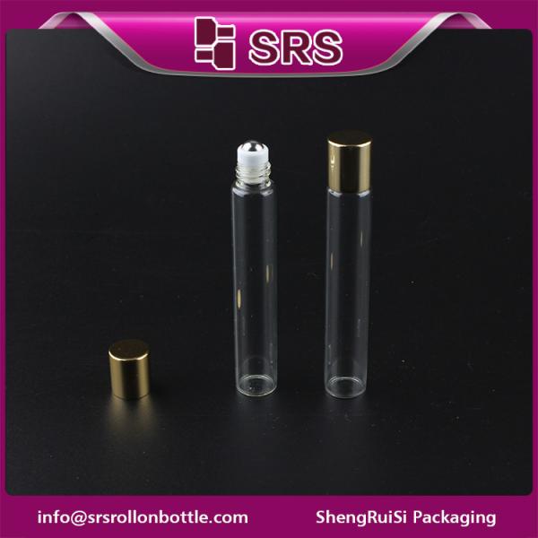 SRS clear glass material glass roller essential bottle with steel ball
