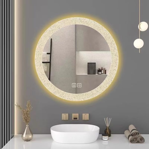 Modern Design Smart Round LED Lighted Bathroom Makeup Mirror with Touch Switch for Home Hotels Commercial Use for Apartments