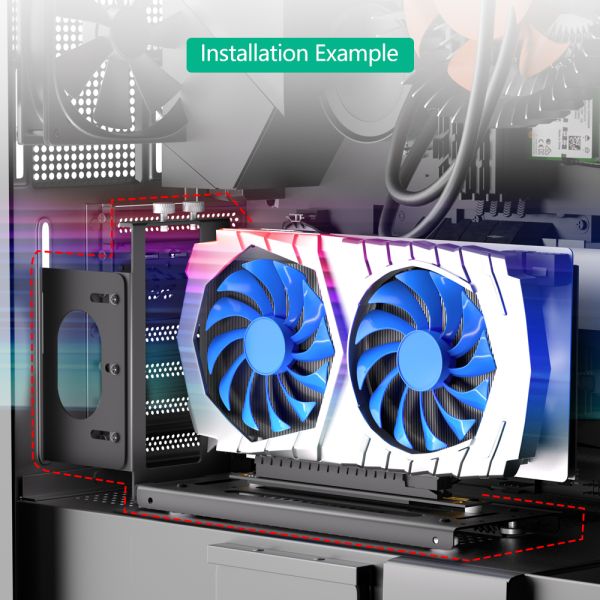 Black Graphics Card Holder Vertical Bracket with 24*17*6CM Size and 1 Year Warranty