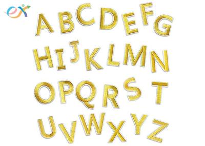 Gold A - Z Alphabet Letters Embroidered Letter Appliques DIY Merrow Border