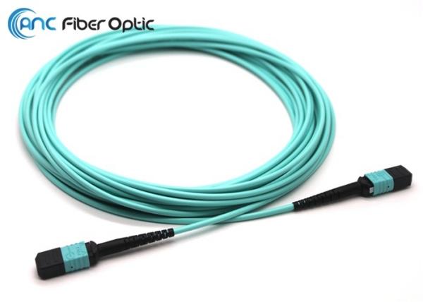 MPO To MPO Fiber Optic Cable Assemblies 12 Fiber OM3 50/125 Round Cable