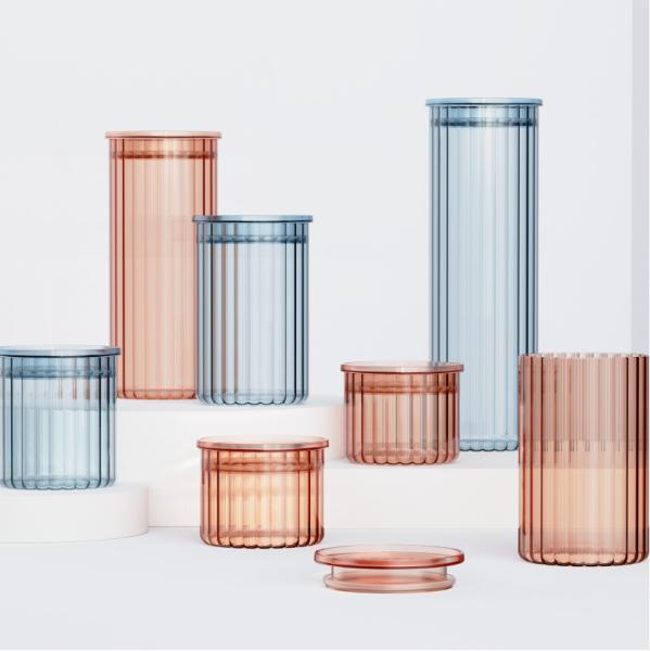 Color Sprayed Stripe Glass Canisters With Simple PS Lid