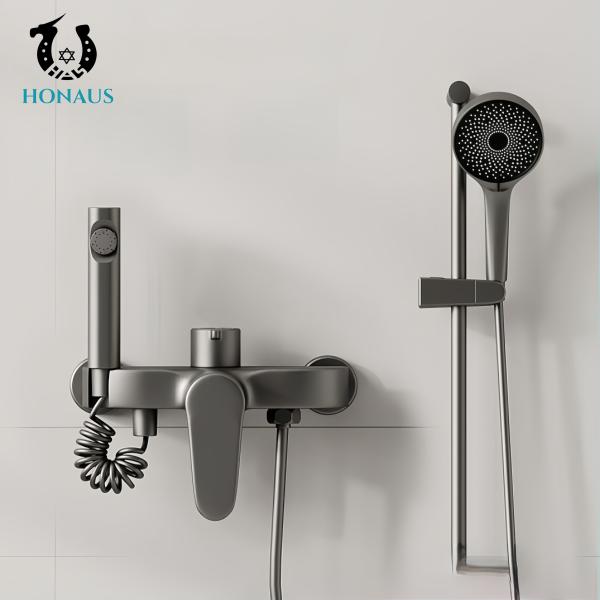 Luxury Modern Exposed Valve Showers Brass Body Electroplated Surface Three Outlets