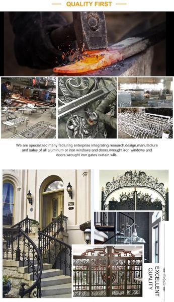 Rot Proof Metal Wrought Iron Railing Black Powder Coated With Galvanized