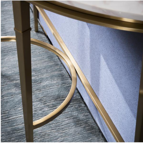 Contemporary Gold Stainless Steel Frame Marble Top Demilune Console table Hallway table
