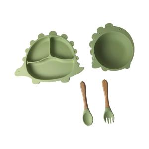 O silicone da forma do dinossauro que come utensílios ajustou pratos personaliza