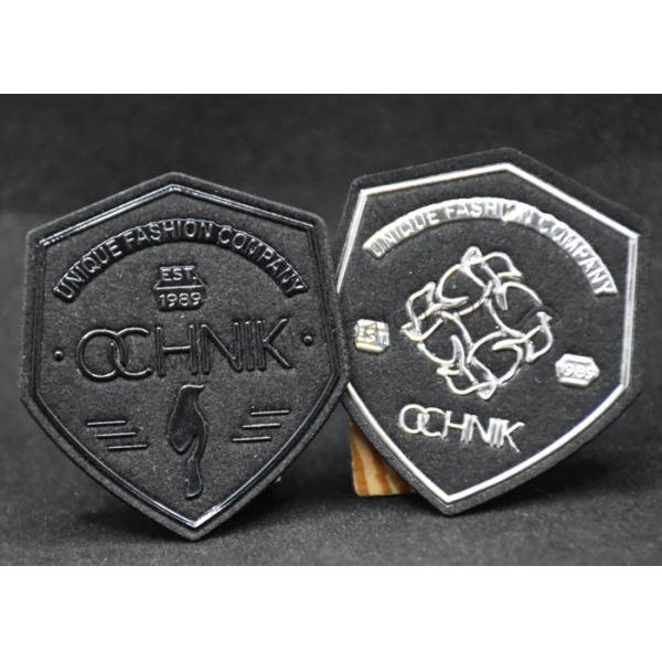 2D 0.5mm Silver Embossed Patches Female Velcro Hard PVC