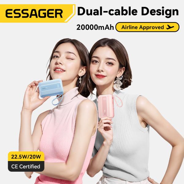 Essager ES-D024 22.5W Digital Display Fast Charging Mini 20000 Mah Power Bank With Cable