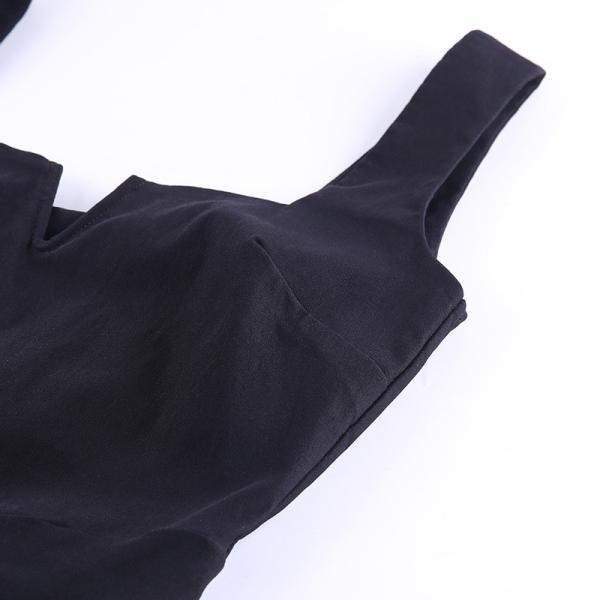 Black Suspender Sexy Sleeveless Dress Irregular Split