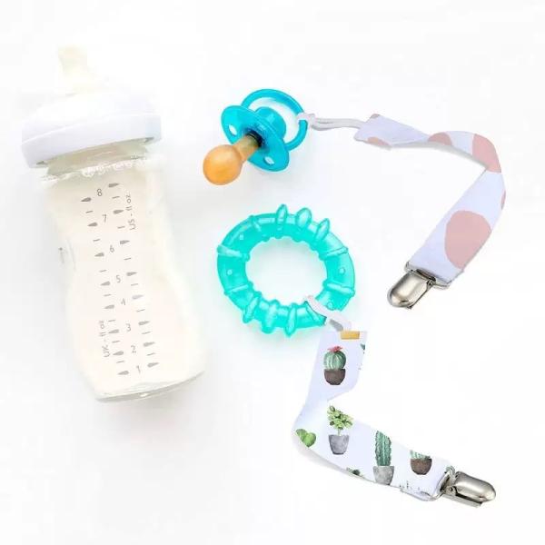 Personalized Printable Logo Polyester Ribbon Blank Baby Pacifier Clips For Sublimation Pacifier Clip