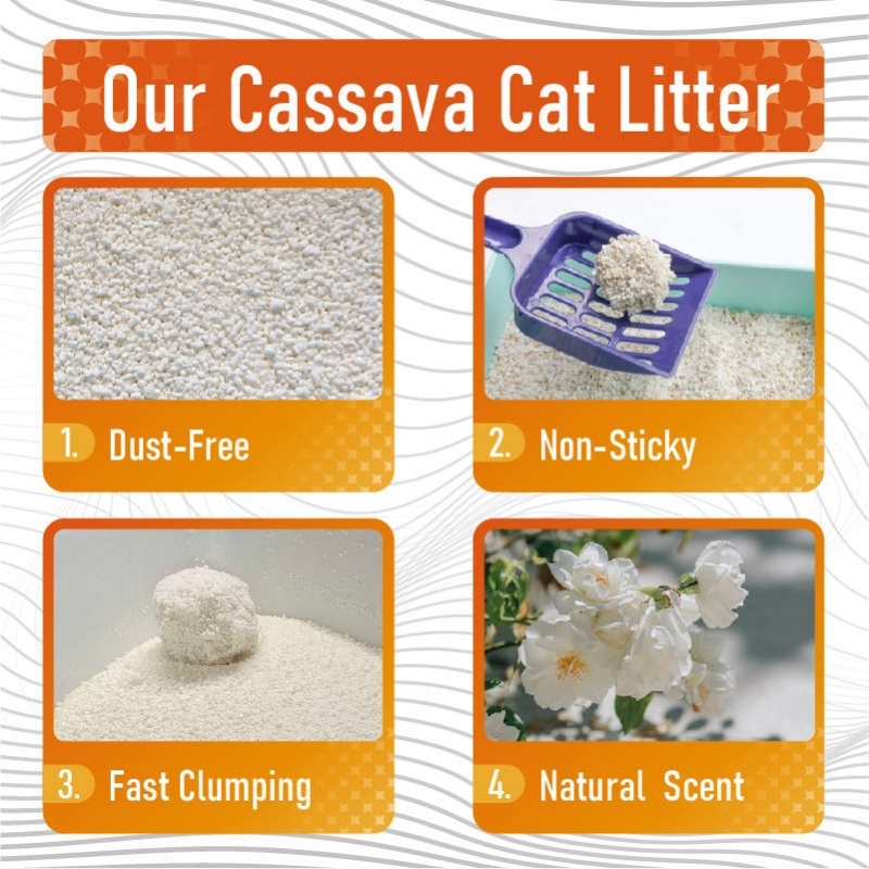 High Quality Cassava Cat Litter with Superior Clumping Ability and Natural Odor Management